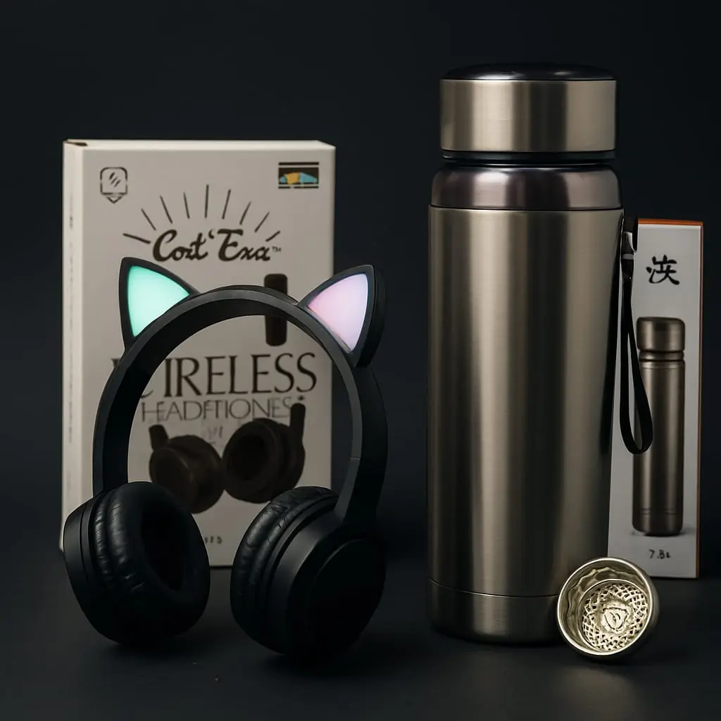 ✨ سماعة القطة المضيـئة + ✨ كوب ستانلس ستيل حافظ للحرارة
