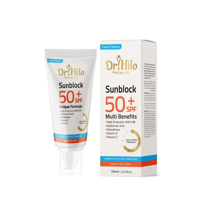 واقي الشمس بريميوم (الكريمي) +SPF50 مع الهيالورونيك أسيد 70 مل 