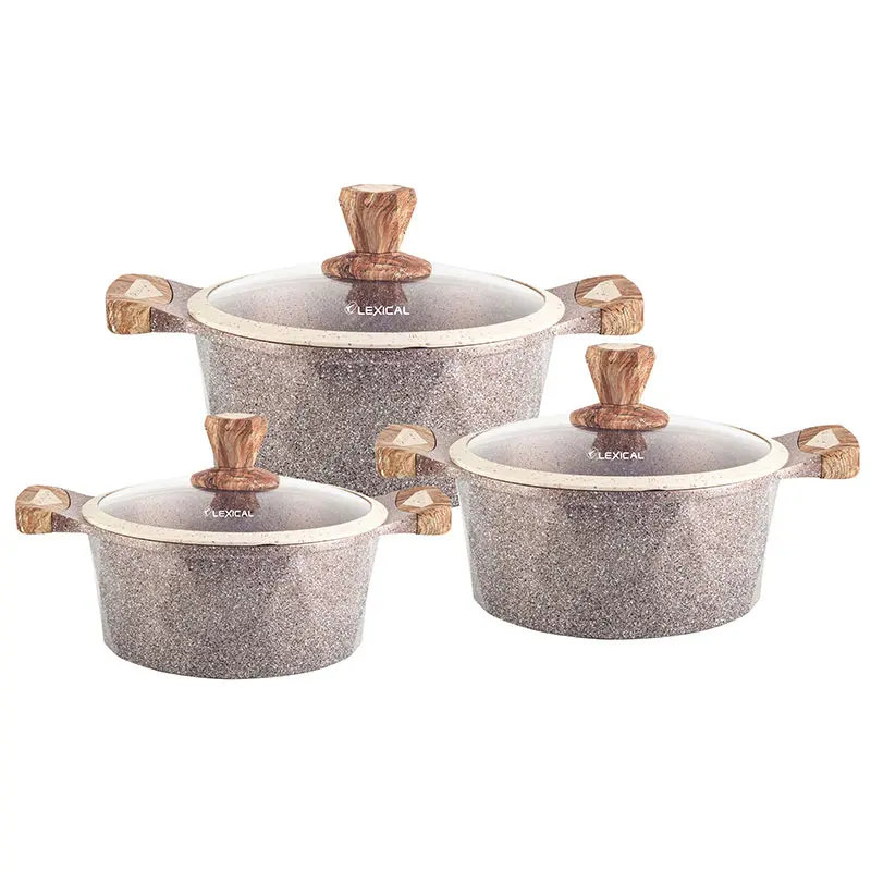 طقم طناجر ليكسيكل جرانيت 6 قطع بني LG-440602-5