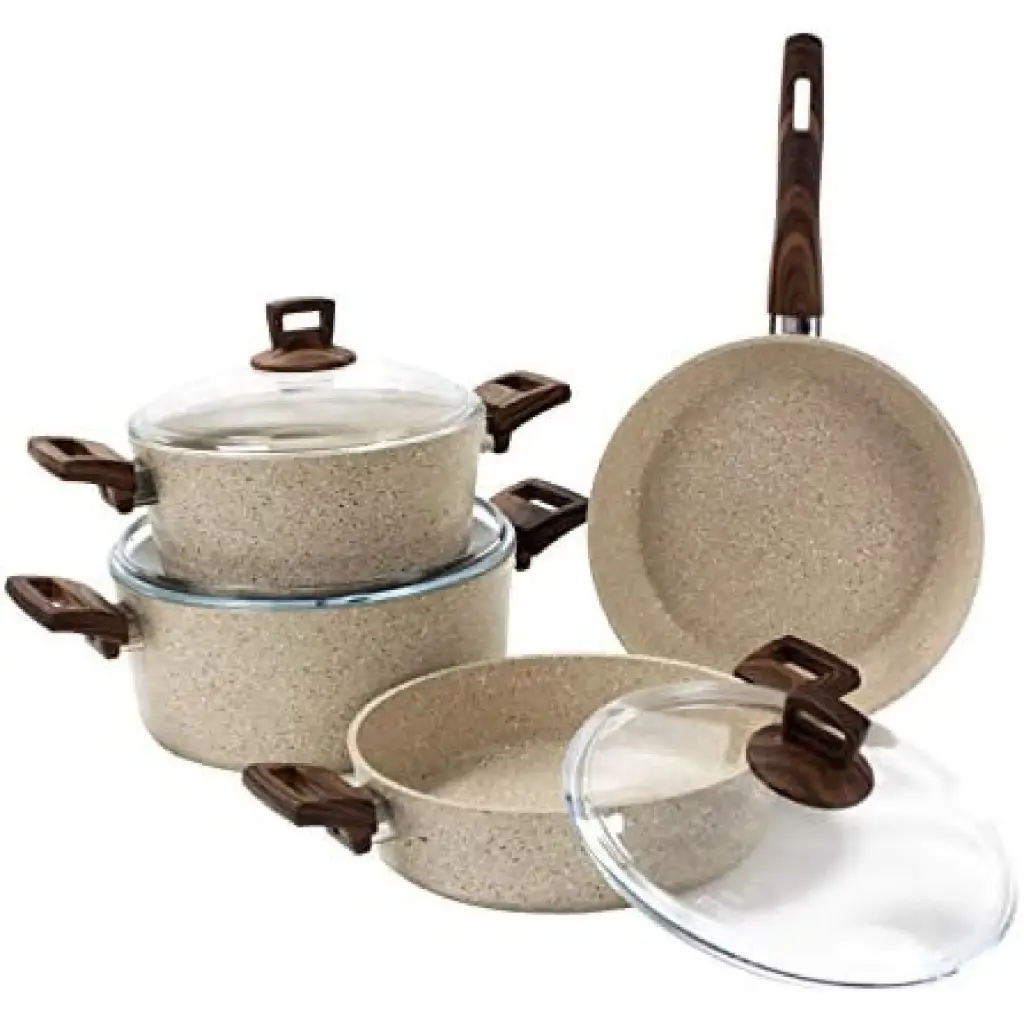 طقم طناجر+مقلى/7 3911 OMS بيج