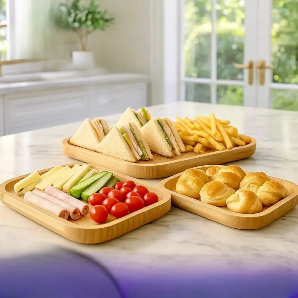 صينية عدد 2 من خشب البامبو 