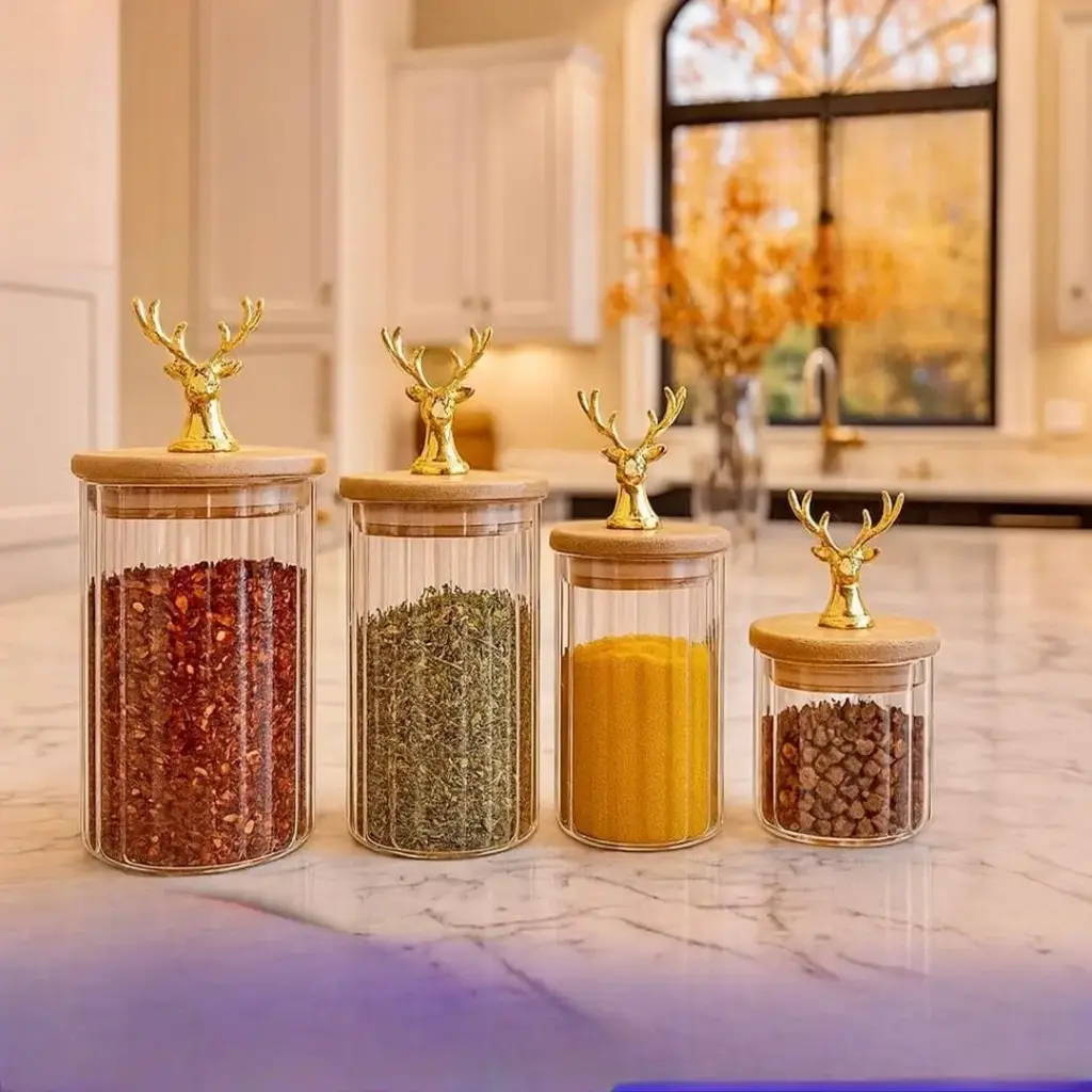 طقم بهارات زجاجية عدد 4