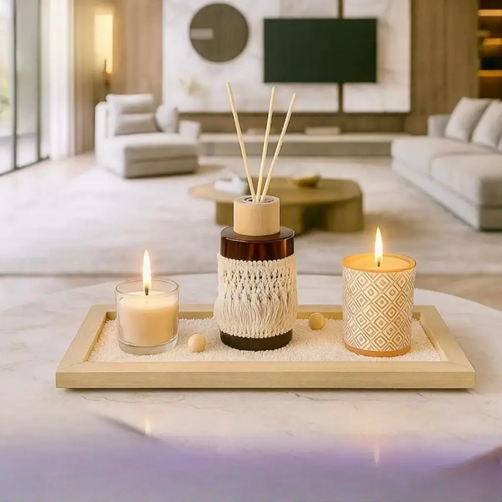 طقم فواحة و شموع على ستاند 