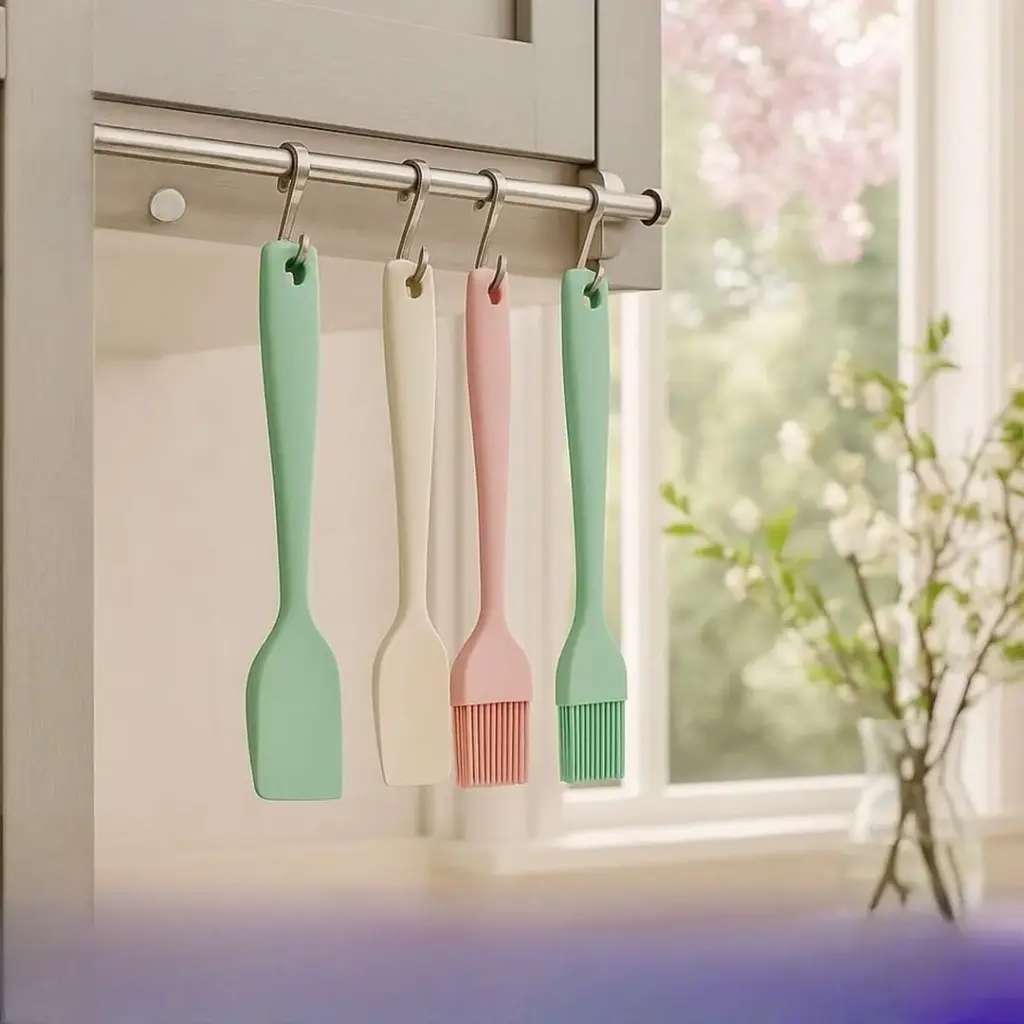 فرشاة عدد 2 و مغرفة عدد 2 من السيلكون 