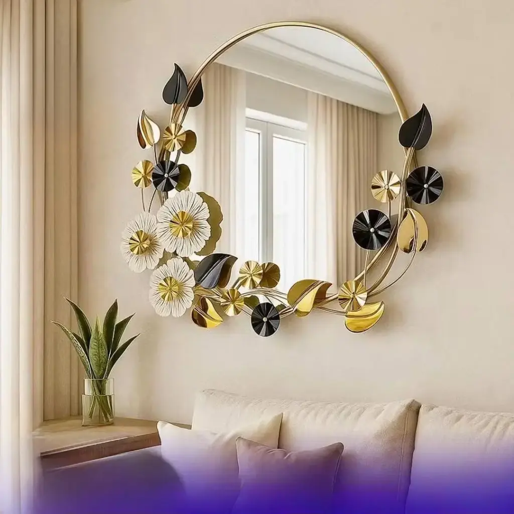 مرايا دائرية فريم ورد فاخر جدا 70*90 سم 