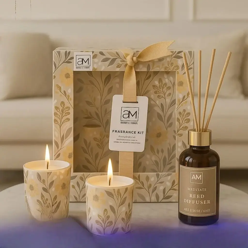 طقم عطر وشمع 