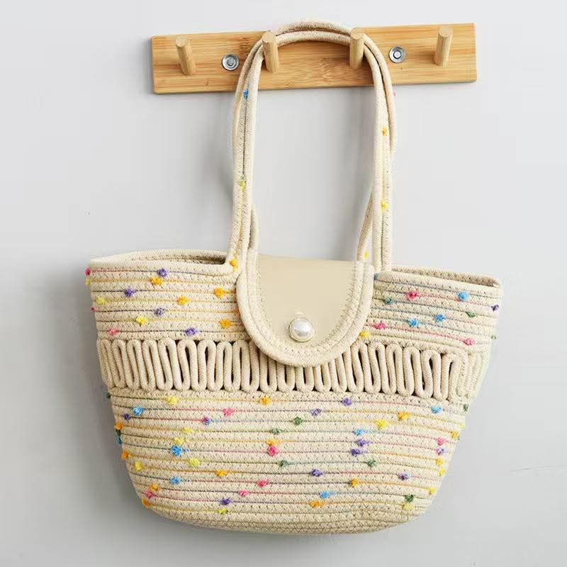 شنطة ستاتي مصنوعة من القش - 1