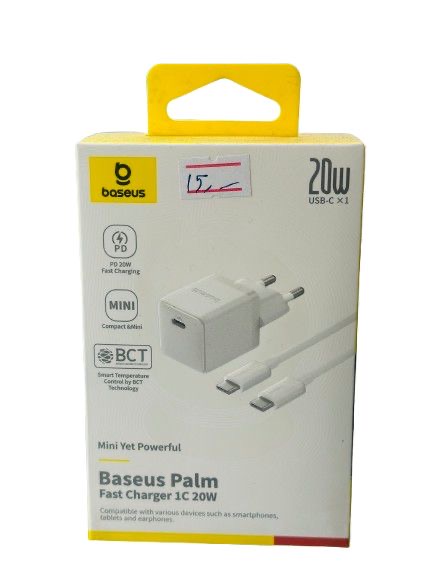 شاحن كامل من بيسوس عضمة وسلك تايب سي الي تايب سي ٢٠ واط