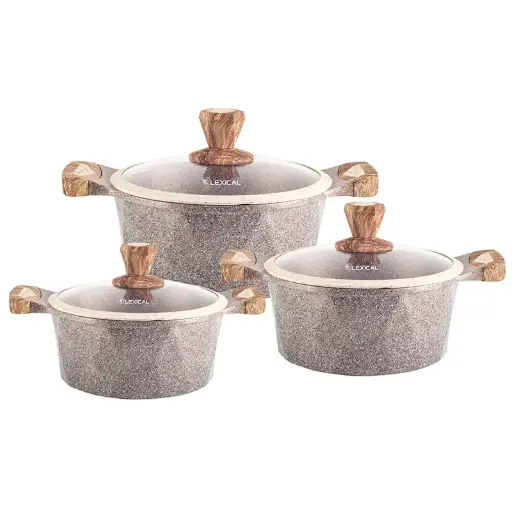 طقم طناجر ليكسيكل جرانيت 6 قطع بني LG-440602-5