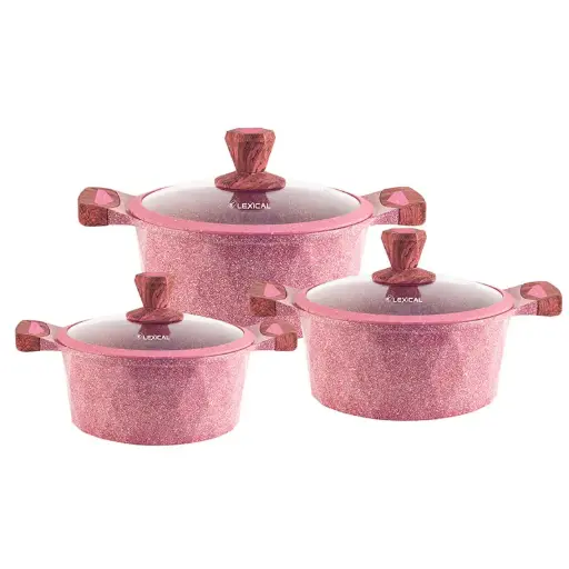 طقم طناجر ليكسيكل جرانيت 6 قطع خمري LG-440602-4 