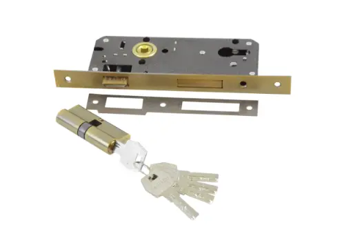 Door Lock w/Cylinder Bronze 45mm/Security Profile