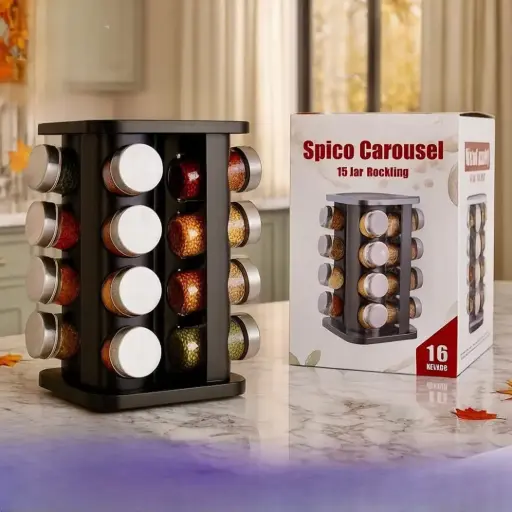 طقم بهارات 16 مرتبان وستاند