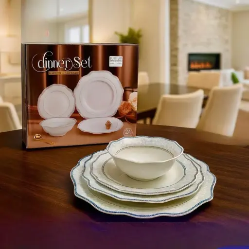 طقم سفرة بورسلان 24 قطعة 4 احجام 