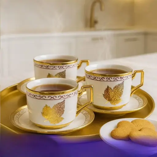 طقم فناجين حجم كبير للشاي و القرفة عدد 6