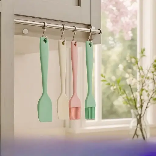 فرشاة عدد 2 و مغرفة عدد 2 من السيلكون 