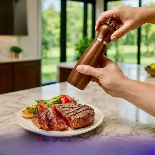 مطحنة بهارات يدوية خشبية 