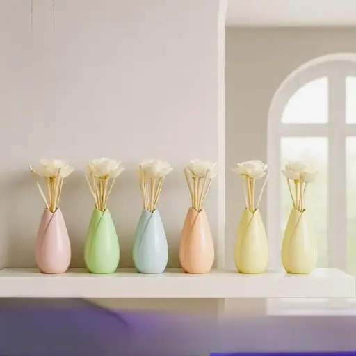 معطر عيدان مودرن بفازا مع علبة عطر الوان مختلفة 