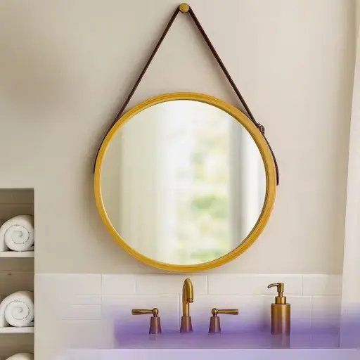 مراية دائرية اطار ذهبي قطر 53 سم 