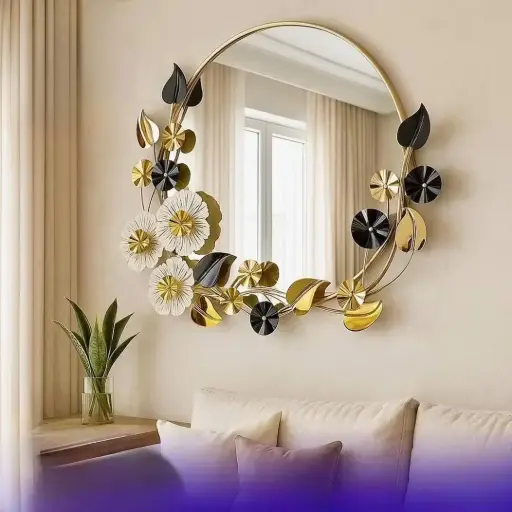 مرايا دائرية فريم ورد فاخر جدا 70*90 سم 