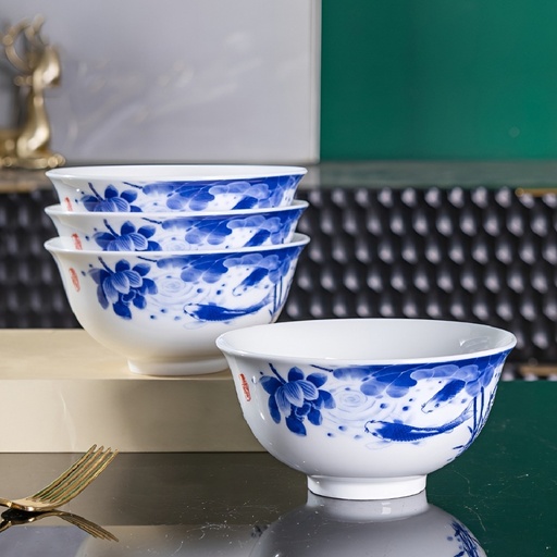 طقم زبادي قزاز بلون الابيض والازرق بتصميم جذاب