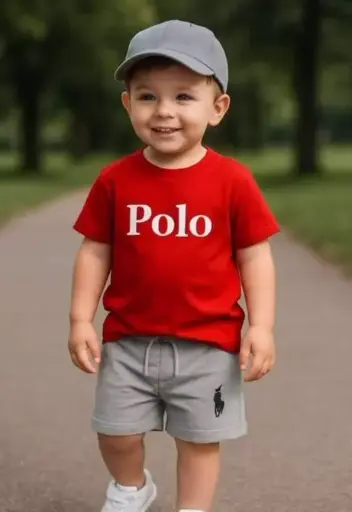 طقم بولو بلوزة وشورت اطفال باطلالة مميزة لطفلك