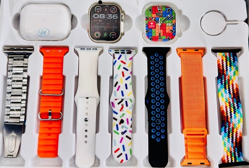 [ملون] بكج ساعة مع ٧ كساتك وايرابودز