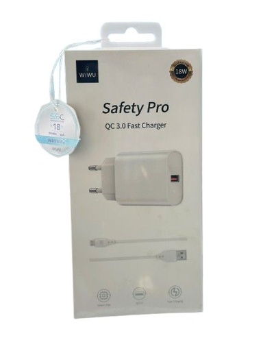 [ابيض] شاحن wiwu كامل مايكرو usb to فاست تشارجر