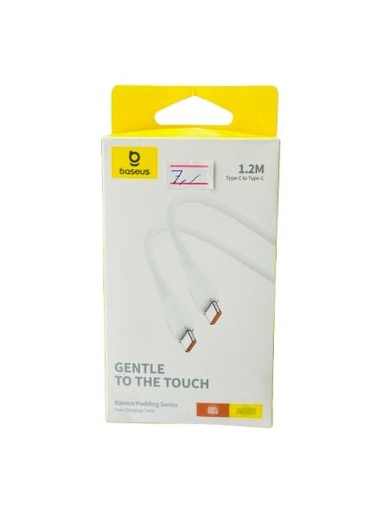 [ابيض] وصلة شاحن من بيسوس طولها متر وعشرين بلون ابيض