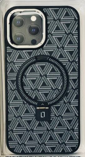 [اسود ورمادي] كفر ايفون 15ماك سيف جلد مميز