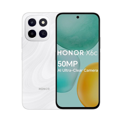 [ابيض] تلفون honor x6c بكاميرا 50 mp وبطارية 5300